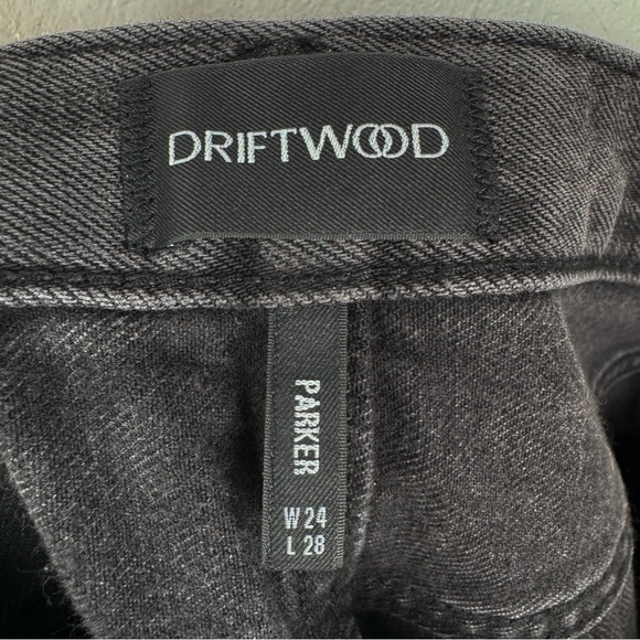 Driftwood Parker Barrel Jeans Faded Black Embroidered Floral Bee Butterfly 24 - Picture 11 of 16